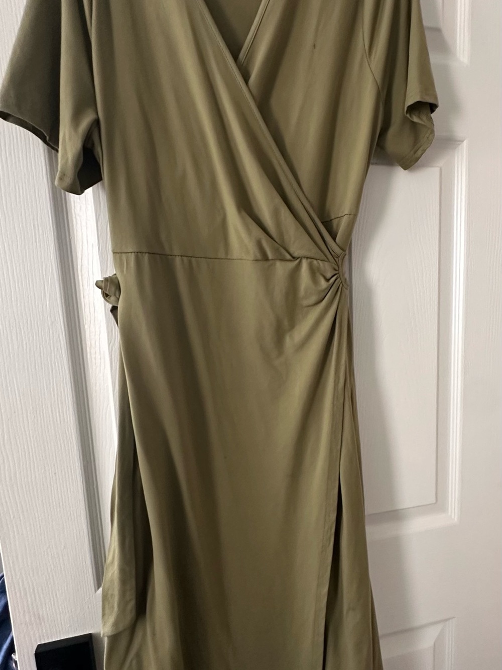 Olive Green Wrap-Style Women's Dress